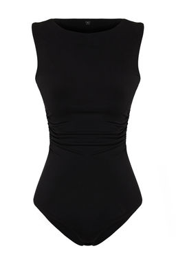 Siyah Buzgu Detayl? Kay?k Yaka Esnek C?tc?tl? Orme Body TWOSS24BD00020