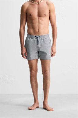 SEERSUCKER MID-LENGTH SWIMMING TRUNKS - Zara фото 23