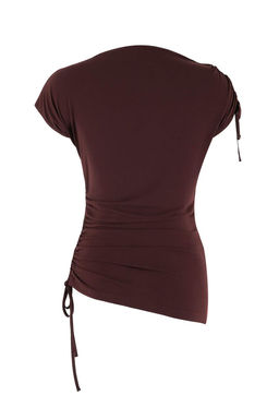 Kahverengi Fitted/Vucuda Oturan Dik Yaka K?sa Kollu Buzgulu Esnek Orme Bluz TWOSS26BZ00471 - Trendyolmilla фото 3