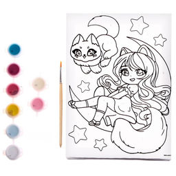 Картина по номерам для детей Принцесса на луне, 21?15 см