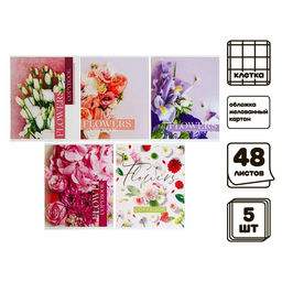 Набор тетрадей 48 листов в клетку Calligrata «Цветной камуфляж», обложка мелованный картон, 5 шт.