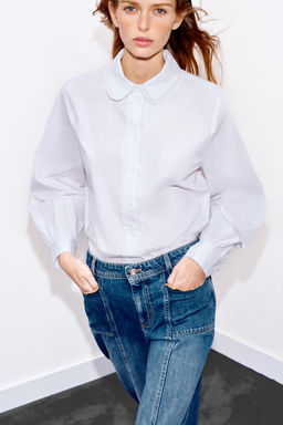 CAMISA CUELLO BOBO / Blanco - Zara фото 6