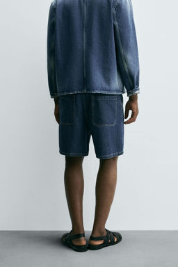 LIGHTWEIGHT DENIM STRAIGHT-LEG BERMUDA SHORTS - Zara фото 3