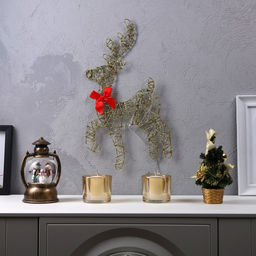 Светодиодная фигура «Олень» 28×47.5 см, металл, от батареек ААх3, свечение тёплое белое