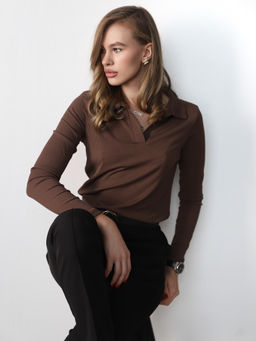 Лонгслив поло женский КФ101 Шоколад от фабрики Спортсоло