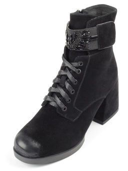 04-XR135-1 BLACK Ботинки зимние женские (натуральная замша, натуральный мех)