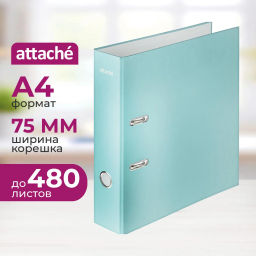 Папка-регистратор 75мм Attache Акварель А4 бирюз б/метал угол, лам картон  фото 2