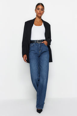 Koyu Mavi Yuksek Bel Genis Paca Wide Leg Genis Paca %100 Pamuk Non-Stretch Jeans TWOAW24JE00074