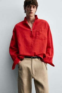 CAMISA POLO RELAXED FIT ESTRUCTURA / Rojo - Zara фото 6