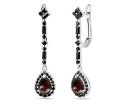 Серьги, опал нат. черный , шпинель нат., NKD-3299