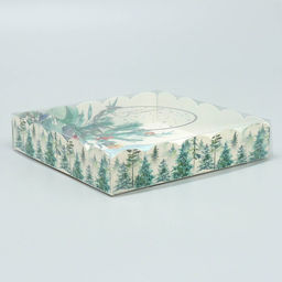 Цена за 5 шт. Коробка для кондитерских изделий с PVC крышкой «Зима», 15 х 15 х 3 см