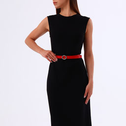 Ремень женский тонкий с винтом, 110×2 см, пряжка тёмный металл, красный