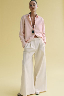 CAMISA RAYAS CUELLO DESMONTABLE ZW COLLECTION / Rosa / Blanco