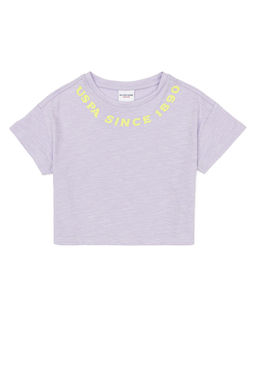 Сиреневая укороченная футболка с круглым вырезом для девочек Неожиданная скидка в корзине