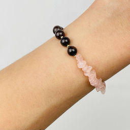 Браслет из Розового кварца и Граната 16 см + - Радуга самоцветов фото 2