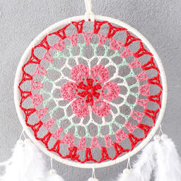 Ловец снов амулет «Цветок красочный», разноцветный, d=16 см, 67×16 см