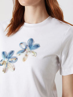 Bisiklet Yaka ??lemeli Kad?n Ti??rt