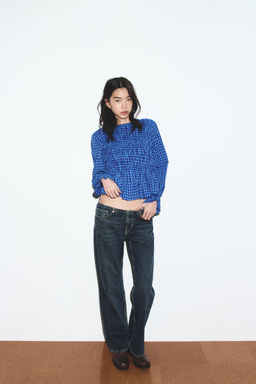 GINGHAM SHIRT WITH ELASTICATED DETAIL