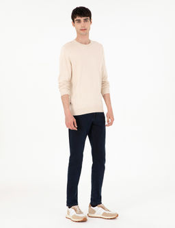 Bej Slim Fit Bisiklet Yaka Basic Triko Kazak - Pierre cardin фото 4