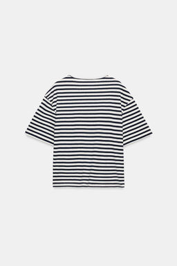 CAMISETA MANGA CORTA RAYAS / Crudo / Marino - Zara фото 5