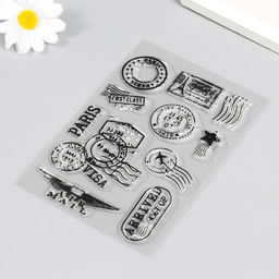 Штамп для творчества силикон "Почтовые печати Парижа" 16х11 см