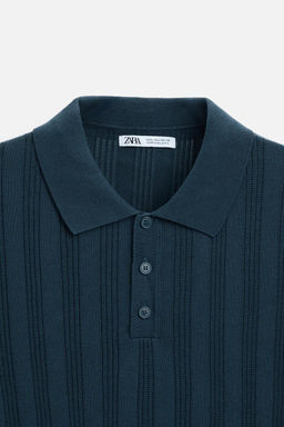 RIBBED KNIT POLO SHIRT - Zara фото 32