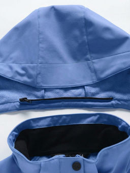 Парка женская софтшелл виндстоппер удлинённая с капюшоном голубого цвета 9614_1Gl