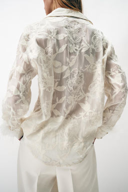 CAMISA BORDADAS PLUMAS / Crudo - Zara фото 8