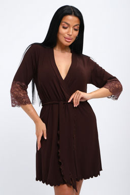 Халат женский из вискозы Адель Нуар шоколад - Амадэль фото 2