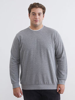 B?y?k Beden Bisiklet Yaka Erkek Sweatshirt