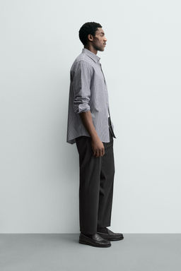 PANTAL?N CON LANA REGULAR FIT NON IRON / Negro - Zara фото 4