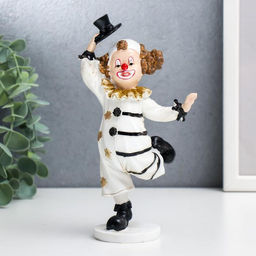 Фигурка полистоун «Клоун в полосатом костюме», чёрно-белый с золотом, 18×7×10 см