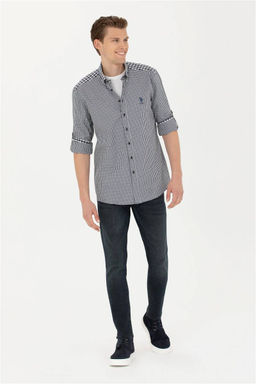 Мужская темно-синяя рубашка с длинным рукавом - U.s. polo assn фото 4