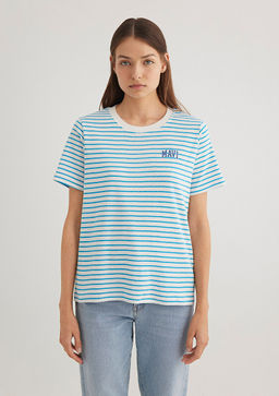 Mavi Logo Bask?l? Mavi Cizgili Tisort фото 3