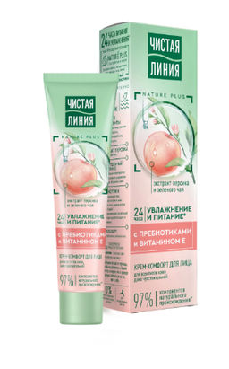 ЧИСТ.ЛИНИЯ д/лица крем-комфорт Увлажняющий и питательный 40мл с витамином Е и пребиотиками