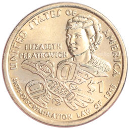 Монета 1 доллар 2020 года D США Коренные американцы (Сакагавея)  Элизабет Ператрович и Закон о борьбе с дискриминацией 1945 года