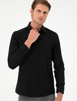 Siyah Oxford Slim Fit Uzun Kollu G_mlek