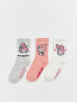 My Melody Desenli K?z ?ocuk Soket ?orap 3l?