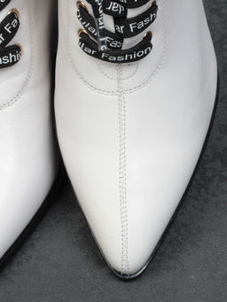 01-B087B-360D WHITE Ботинки демисезонные женские (натуральная кожа, байка)