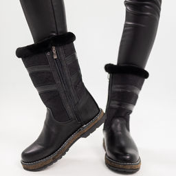 Сапоги натуральная замша, натуральная овчина, черные, войлочная подошва, - Мирунт фото 30