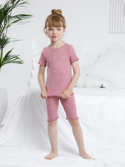 К 1632/пепельная роза,маленькие листья пижама для дев