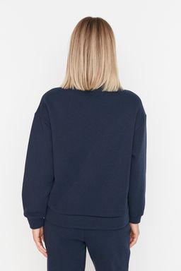 TRENDYOLMILLA Lacivert Regular/Normal Kal?p Sloganl? Fermuarl? Kal?n Ici Polarl? Sweatshirt TWOAW23SW00703  фото 5