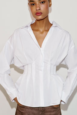 POPLIN SHIRT WITH PLEATS - Zara фото 13