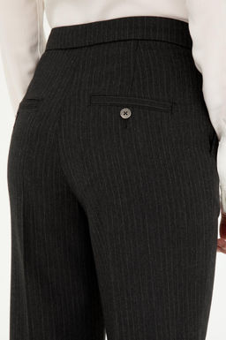 Kad_n Antrasit _izgili Slim Flare Fit Kanvas Pantolon