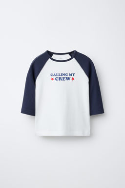 CAMISETA MANGA RANGLAN TEXTO CON MODAL / Marino / Blanco - Zara фото 2