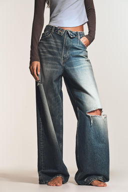 JEANS CINTURA DOBLADA TRF TIRO MEDIO / Azul - Zara фото 2
