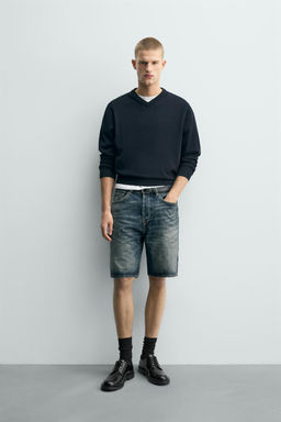 BERMUDA DENIM STRAIGHT FIT / Azul / Verde