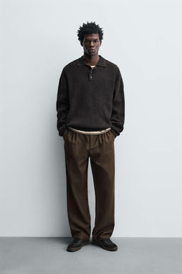 WASHED KNITTED POLO SHIRT