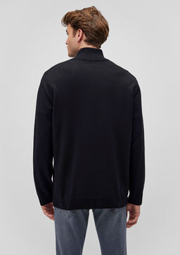 Yar? Fermuarl? Dik Yaka Siyah Kazak - Mavi фото 4