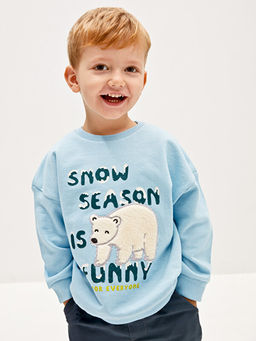 Bisiklet Yaka Uzun Kollu Bask?l? Erkek Bebek Sweatshirt - Waikiki фото 2